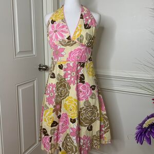 Rave Women's Yellow and Pink Summer Halter dresses